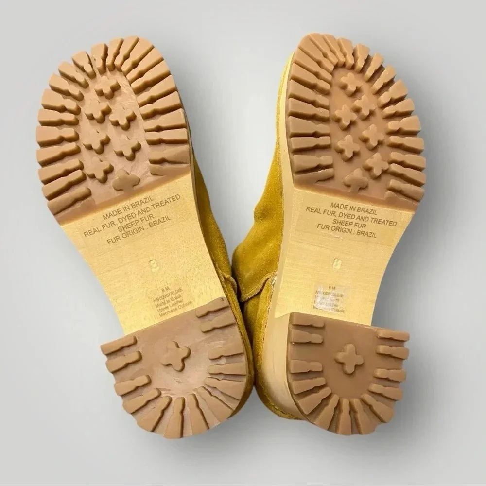 MIA Jildie Wooden Sheep Fur Clogs‎ Sz 8